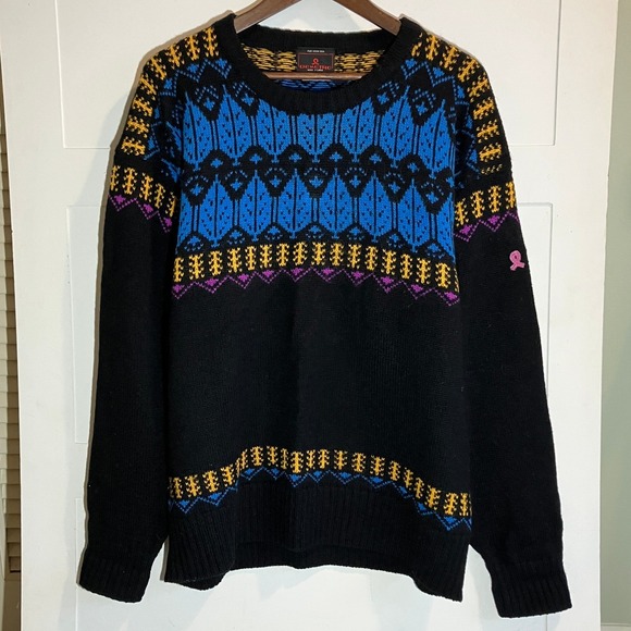 Demetre VTG Mens XL Black Wool Ski Sweater Retro Outdoors Granola Gorpcore